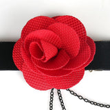 Red Rose Choker Flower Chain Decor Choker Necklace Gothic Choker