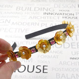 Red Rose Flower Bride Headbands Crystal Bee Baroque Crown Tiara Hair Ornaments