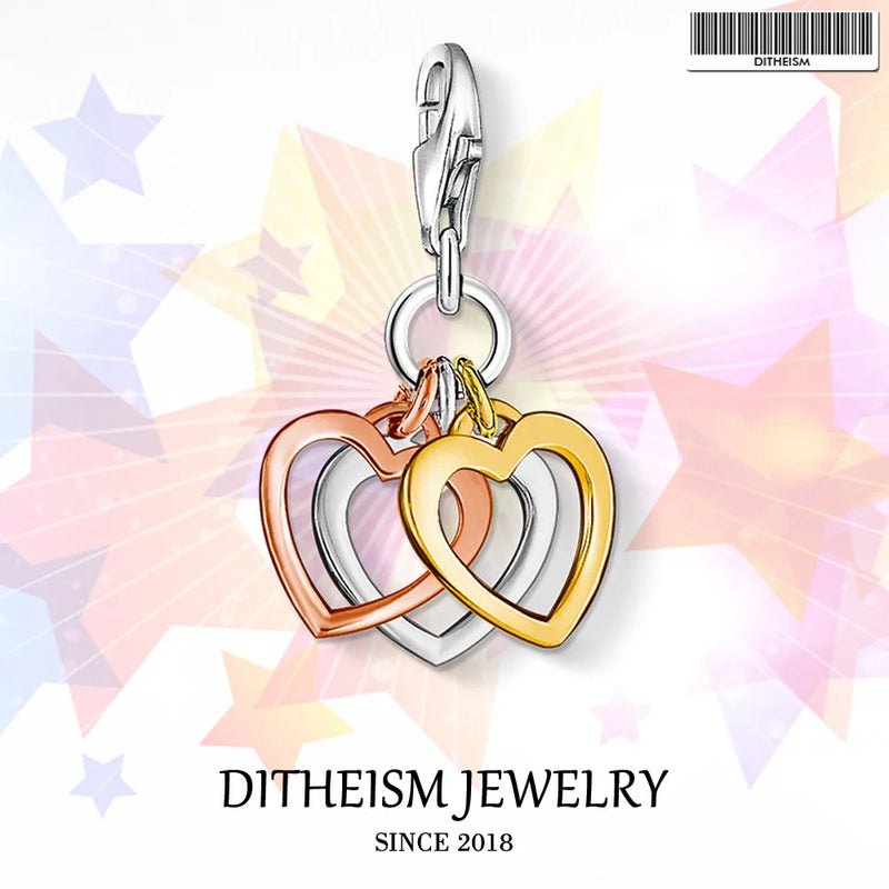 Red Rose Flower Charms Pendant 925 Sterling Silver Romantic Gift For Women Girls