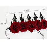 Red Rose Flower Hair Jewelry Crown Tiara for Women