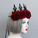 Red Rose Flower Hair Jewelry Crown Tiara for Women