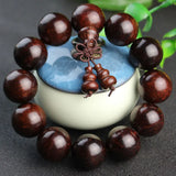 Red Rosewood Prayer Beads Bracelet Wooden Rosary Hand Jewelry