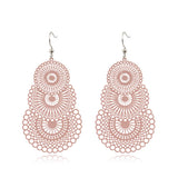 Red Round Bohemian Earrings for Women Statement Bridal Party Jewelry