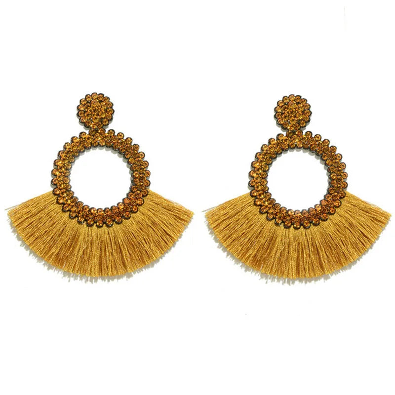Red Round Bohemian Earrings for Women Statement Bridal Party Jewelry