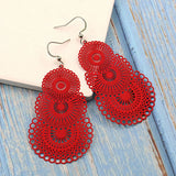 Red Round Bohemian Earrings for Women Statement Bridal Party Jewelry