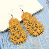 Red Round Bohemian Earrings for Women Statement Bridal Party Jewelry