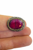 Red Ruby Natural Stone Silver Women Earrings