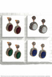 Red Ruby Natural Stone Silver Women Earrings