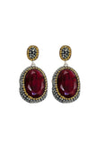 Red Ruby Natural Stone Silver Women Earrings