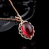 Red Ruby Agate Diamond Pendant Necklace 18k Rose Tone Choker Jewelry