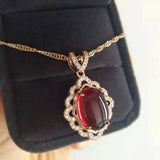 Red Ruby Agate Diamond Pendant Necklace 18k Rose Tone Choker Jewelry