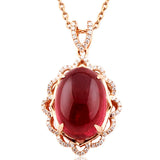 Red Ruby Agate Diamond Pendant Necklace 18k Rose Tone Choker Jewelry