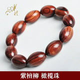 Red Sandalwood Willow Oval Bead Bracelet
