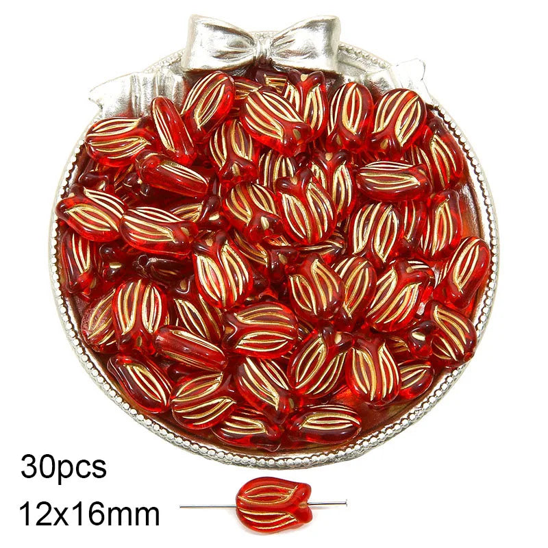 Red Series Carved Acrylic Beads for Jewelry Making