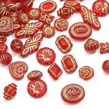 Red Series Carved Acrylic Beads for Jewelry Making