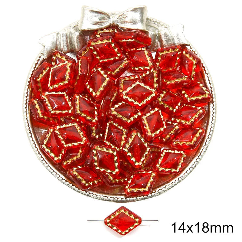 Red Series Carved Acrylic Beads for Jewelry Making