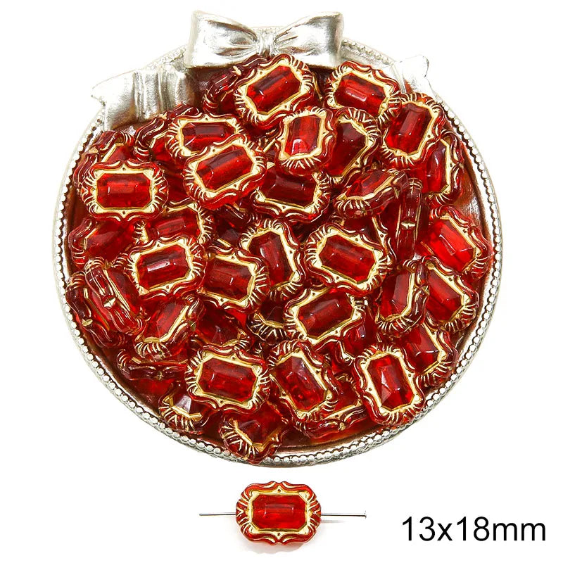 Red Series Carved Acrylic Beads for Jewelry Making