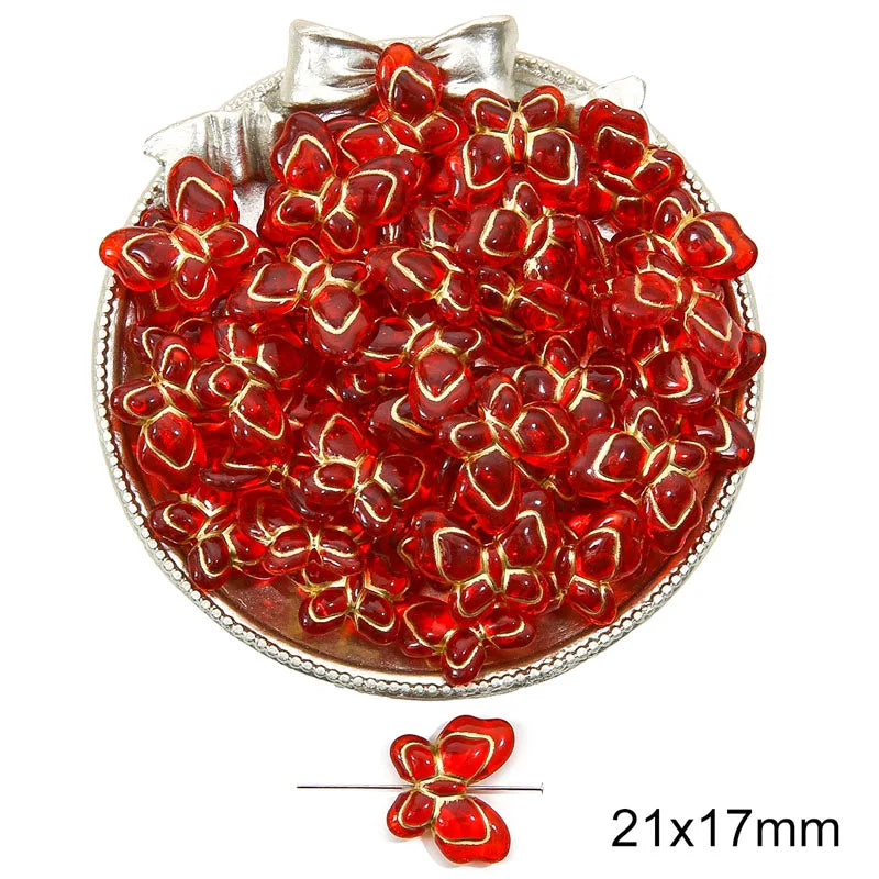 Red Series Carved Acrylic Beads for Jewelry Making