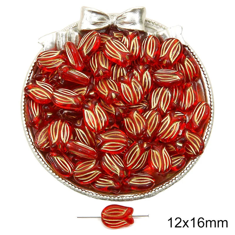 Red Series Carved Acrylic Beads for Jewelry Making