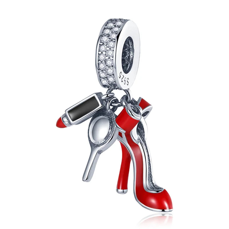 Red Series Pendant Charm Love Shoes Cherry Dangle Charms for Women