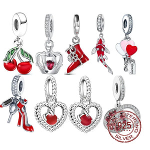 Red Series Pendant Charm Love Shoes Cherry Dangle Charms for Women