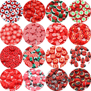 Red Polymer Clay Beads for Jewelry Making