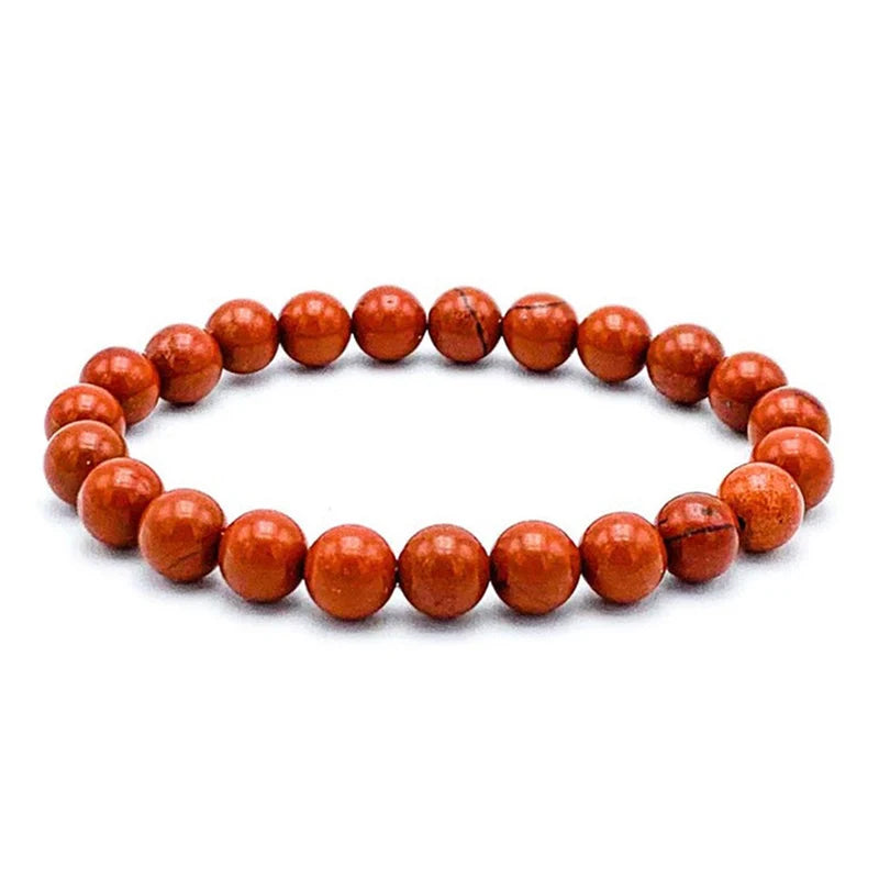 Red Stone Beads Strand Bracelet for Women Boho Natural Stone Bracelets