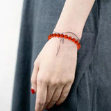 Red Stone Beads Strand Bracelet for Women Boho Natural Stone Bracelets