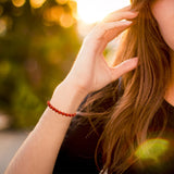 Red Stone Beads Strand Bracelet for Women Boho Natural Stone Bracelets