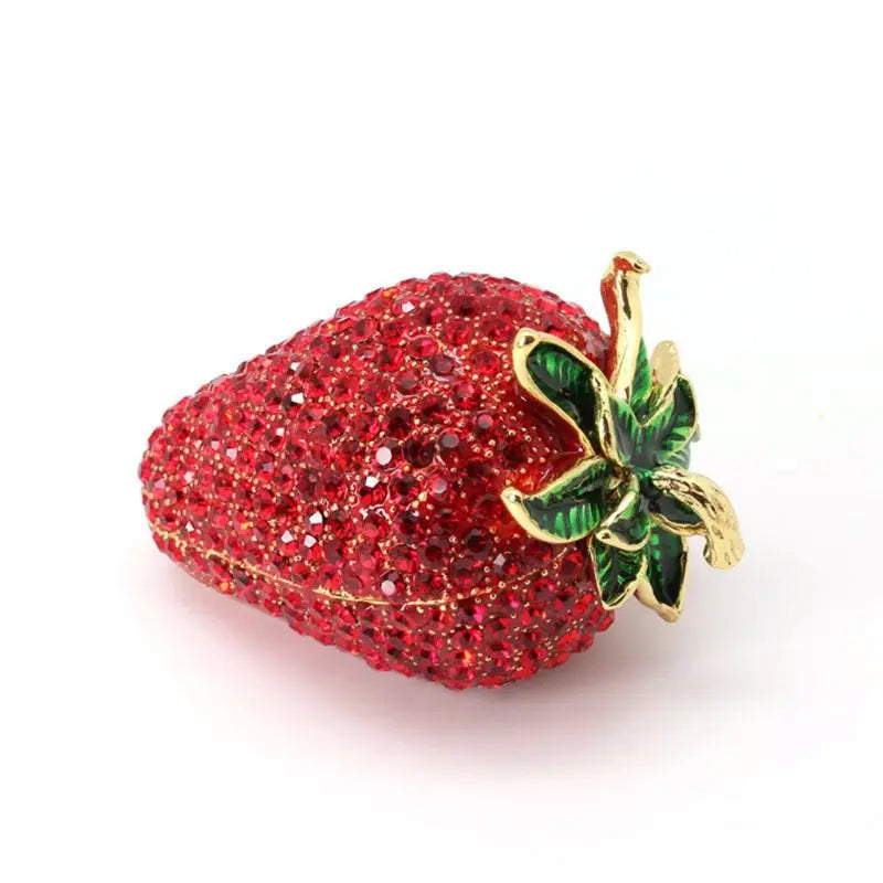 Red Strawberry Trinket Box Jewelry Organizer Vintage Style