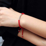 925 Sterling Silver Red String Charm Bracelet for Women