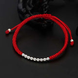925 Sterling Silver Red String Charm Bracelet for Women