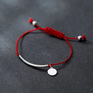 925 Silver Bracelet Rope String Tube Charm Bracelet Women