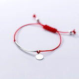 925 Silver Bracelet Rope String Tube Charm Bracelet Women