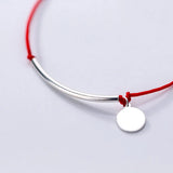 925 Silver Bracelet Rope String Tube Charm Bracelet Women