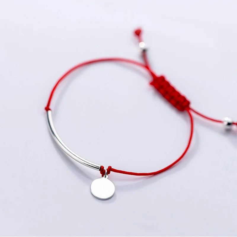925 Silver Bracelet Rope String Tube Charm Bracelet Women