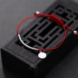 925 Silver Bracelet Rope String Tube Charm Bracelet Women