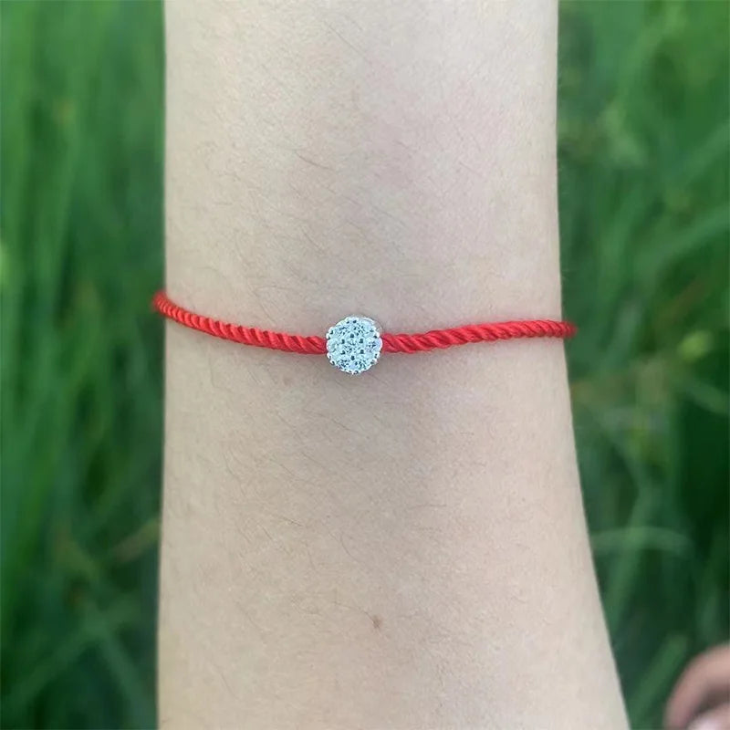 Zircon 925 Sterling Silver Anklet Red String Bracelet for Women