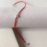 Zircon 925 Sterling Silver Anklet Red String Bracelet for Women