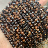 Red Tiger Eye 6mm Faceted Spacer Beads Flash for DIY Bracelet