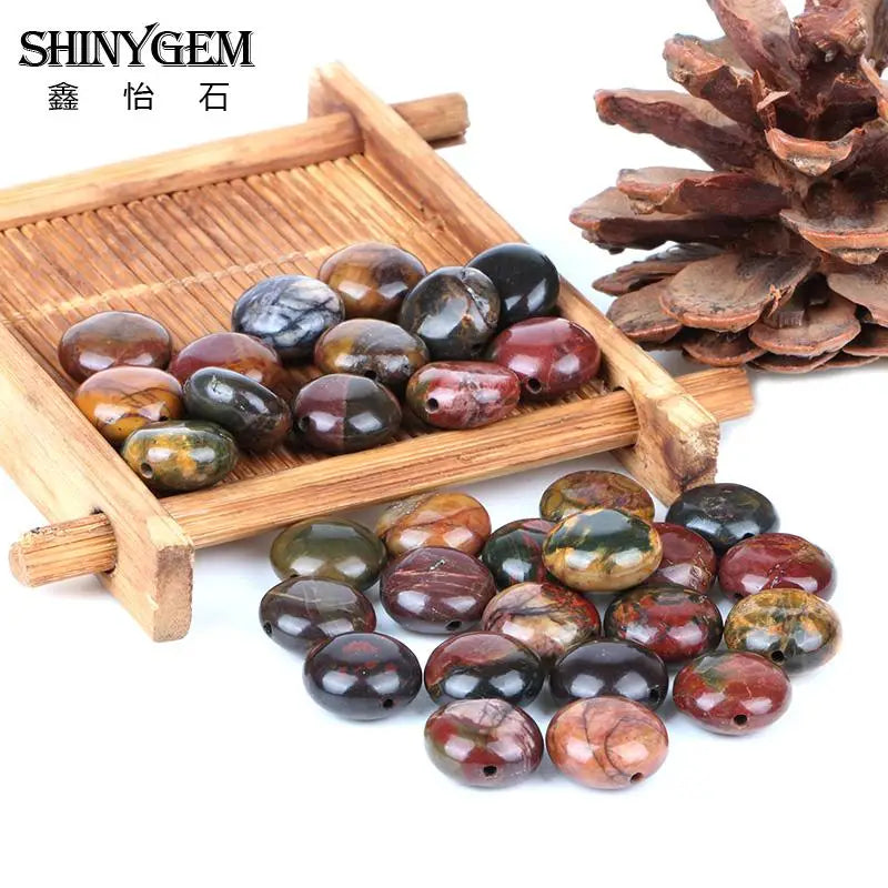 Red Turquoise Beads Flat Round 12mm Natural Stone Beads for Jewelry Making