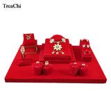 Red Velvet Jewelry Display Counter Showcase