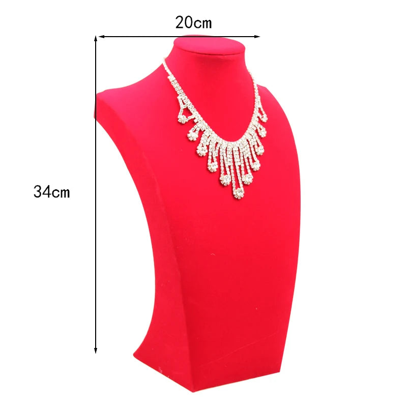 Red Velvet Necklace Jewelry Display Stand Mannequin Pendant Display Holder