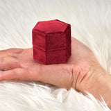 Personalized Red Velvet Ring Box for Engagement Wedding