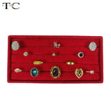 Red Velvet Ring Display Tray Compartment Jewellery Storage Box