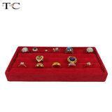Red Velvet Ring Display Tray Compartment Jewellery Storage Box