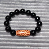 Red/White Fire Offering 9 Eyes Agate Dzi Bracelet