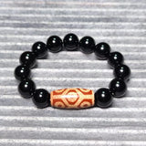 Red/White Fire Offering 9 Eyes Agate Dzi Bracelet