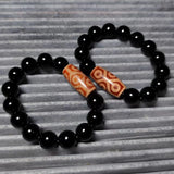 Red/White Fire Offering 9 Eyes Agate Dzi Bracelet
