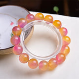 Red Yellow Chalcedony Jade Circle Bracelet 6-12mm Beads